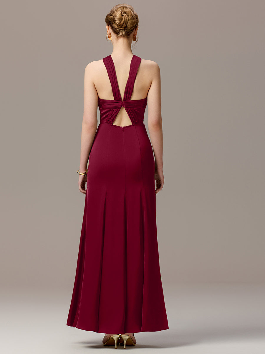 Color=Burgundy | Satin Cross Halter Sleeveless Maxi Bridesmaid Dress Custom-Burgundy 24