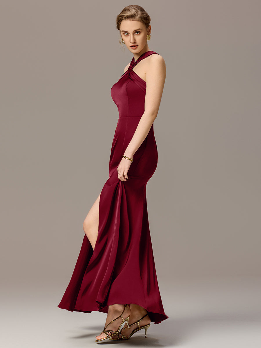 Color=Burgundy | Satin Cross Halter Sleeveless Maxi Bridesmaid Dress Custom-Burgundy 27