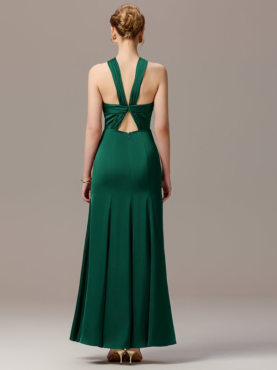 Color=Dark Green | Satin Cross Halter Sleeveless Maxi Bridesmaid Dress Custom-Dark Green 19