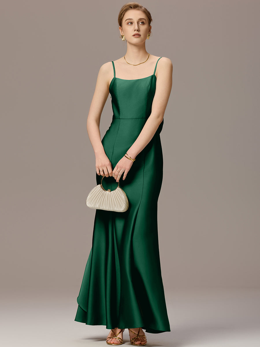 Color=Dark Green | Custom Made Sleeveless Square Neck Backless Mermaid Floor Length Dress with Bowknot Bridesmaid dresses-Dark Green 18