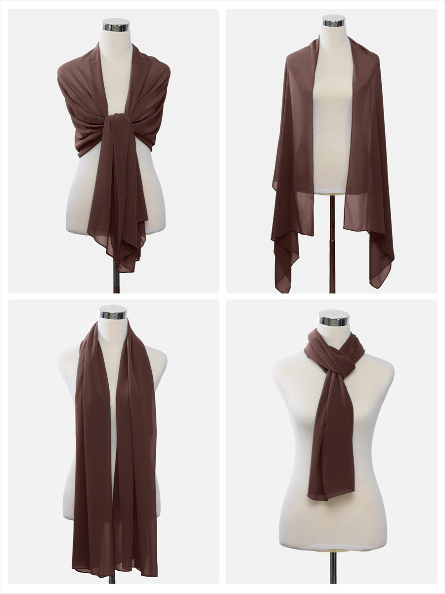 Color=Chocolate Brown | Elegant Chiffon Shawl for Special Occasions-Chocolate Brown 6