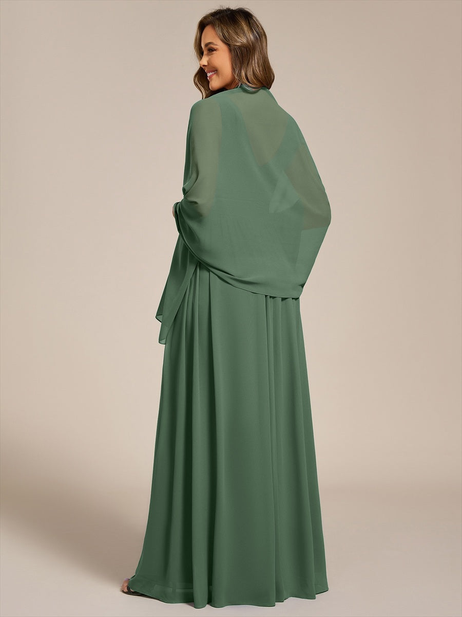 Color=Eucalyptus | Elegant Chiffon Shawl for Special Occasions-Eucalyptus