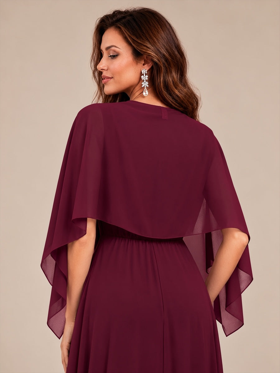 Color=Burgundy | Contemporary Eveningwear Product Detail Design Shawl - Burgundy