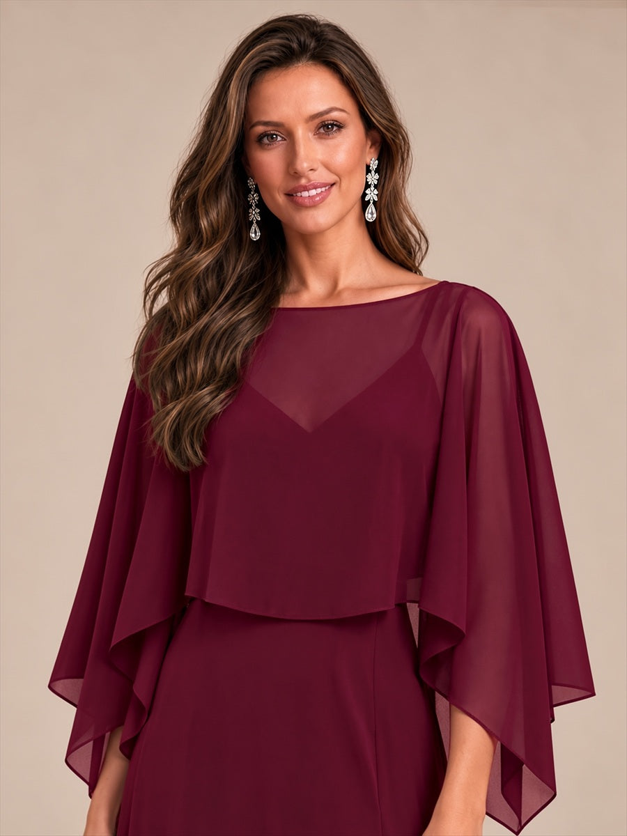 Color=Burgundy | Contemporary Eveningwear Product Detail Design Shawl - Burgundy