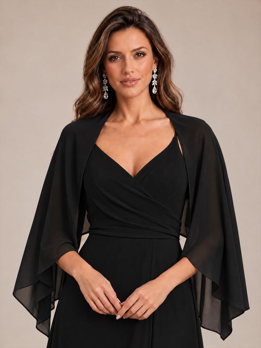 Color=Black | Contemporary Eveningwear Product Detail Design Shawl - Black