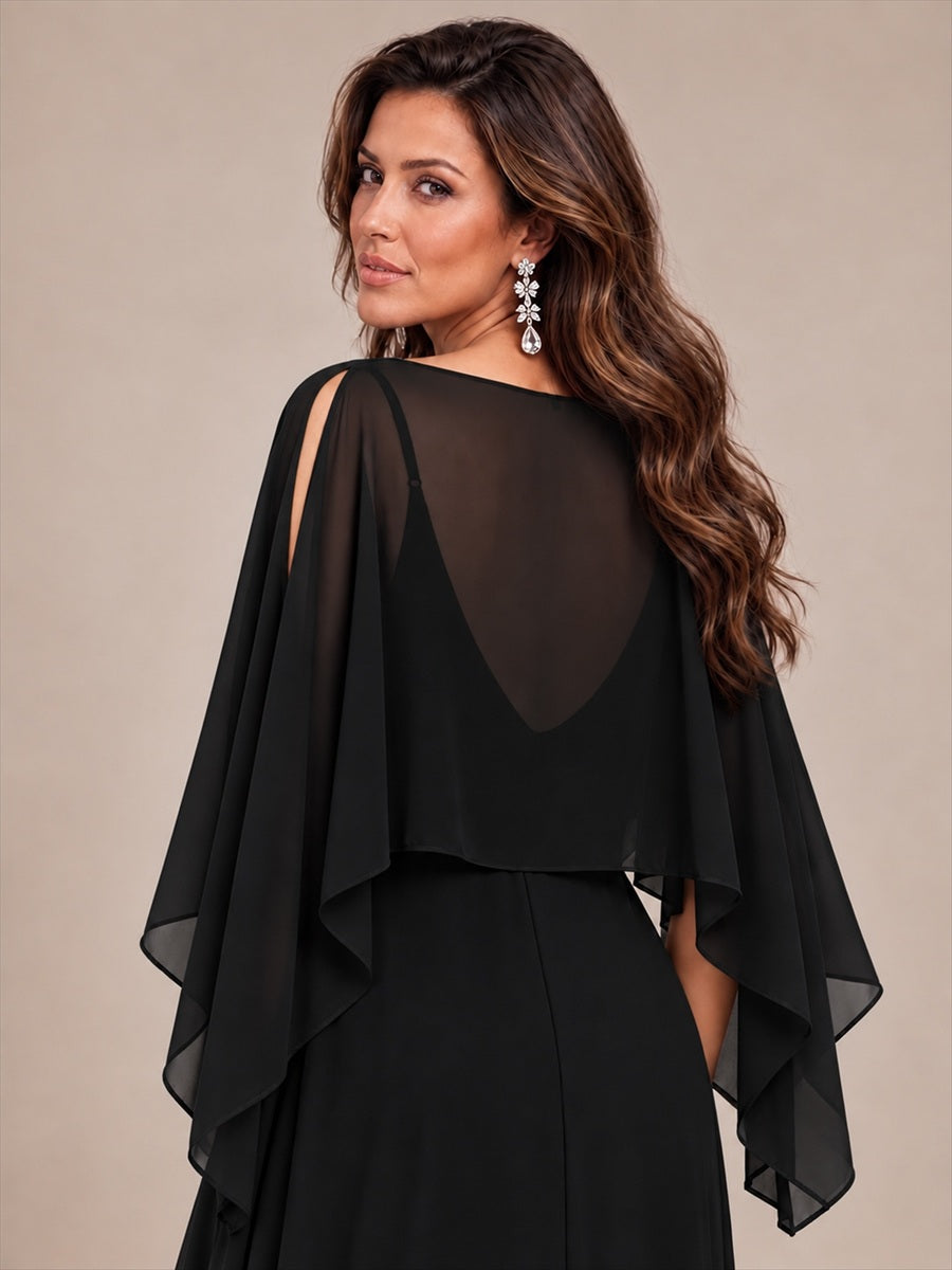 Color=Black | Contemporary Eveningwear Product Detail Design Shawl - Black