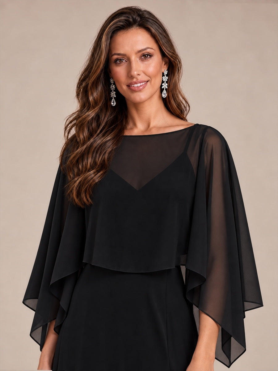 Color=Black | Contemporary Eveningwear Product Detail Design Shawl - Black