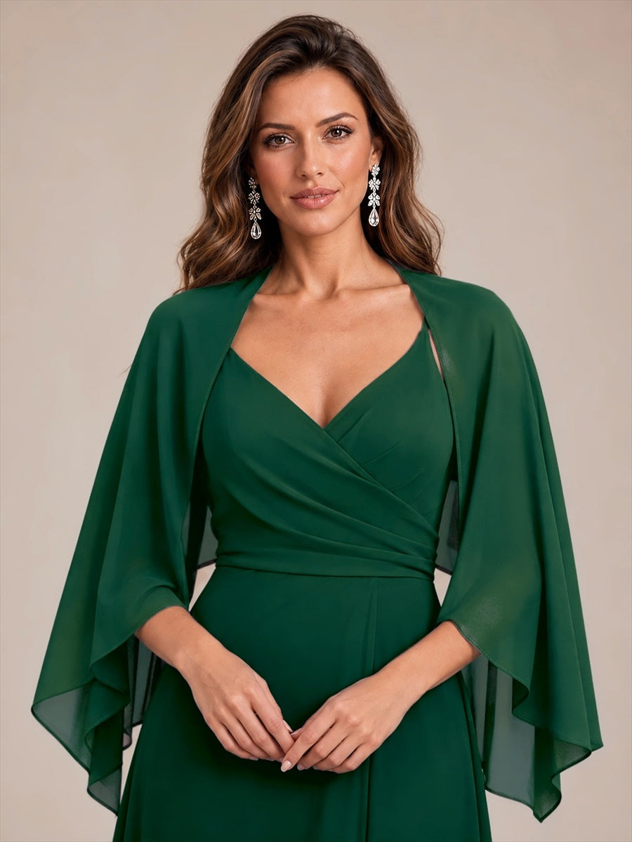 Color=Dark Green | Contemporary Eveningwear Product Detail Design Shawl - Dark Green