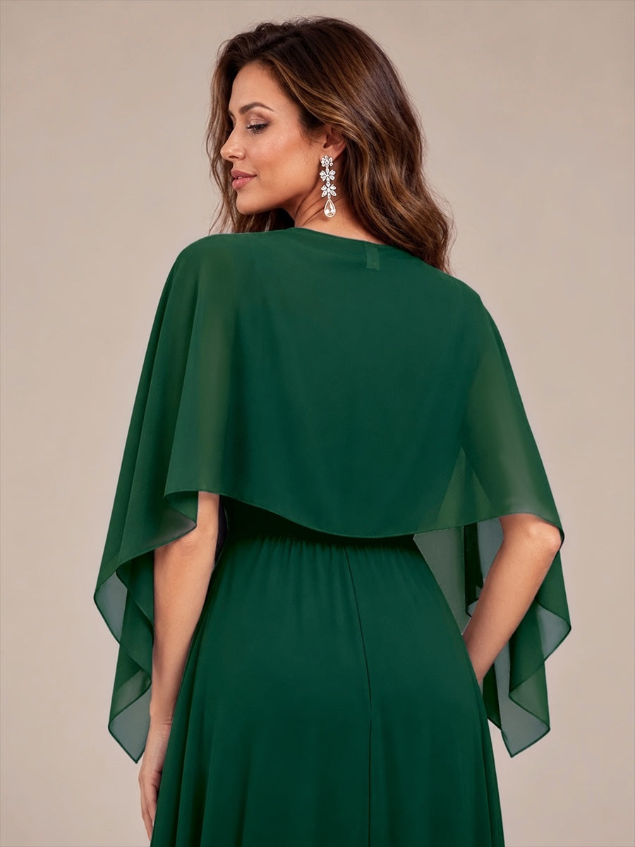 Color=Dark Green | Contemporary Eveningwear Product Detail Design Shawl - Dark Green