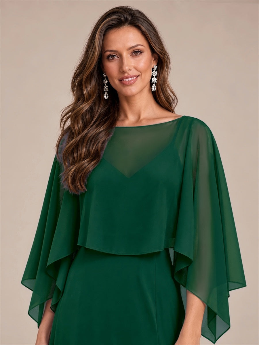 Color=Dark Green | Contemporary Eveningwear Product Detail Design Shawl - Dark Green