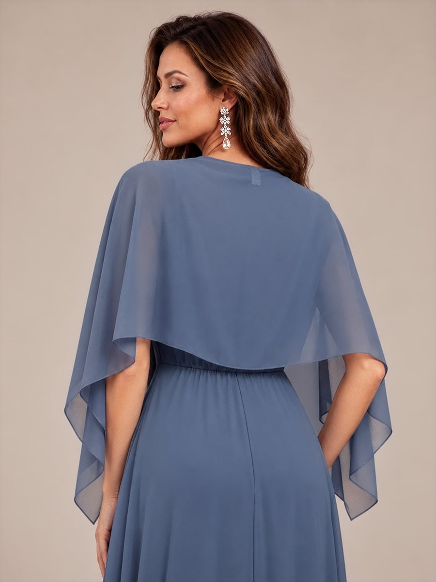 Color=Dusty Blue | Contemporary Eveningwear Product Detail Design Shawl - Dusty Blue