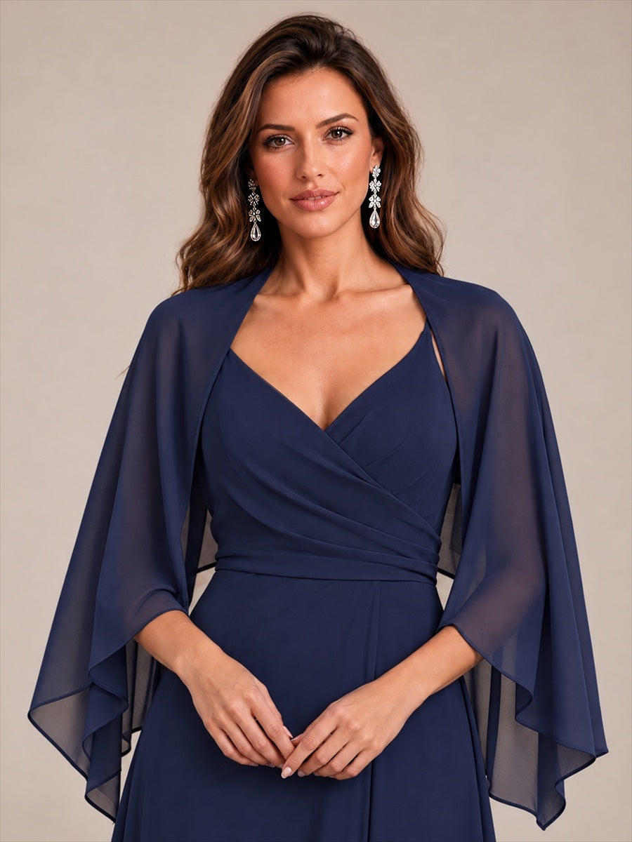 Color=Navy Blue | Contemporary Eveningwear Product Detail Design Shawl - Navy Blue