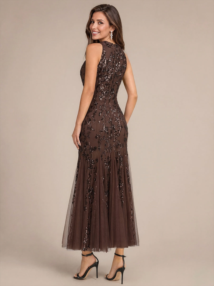 Color=Chocolate Brown | Sleeveless Sequin Maxi Length Cocktail Dresses - Chocolate Brown 2