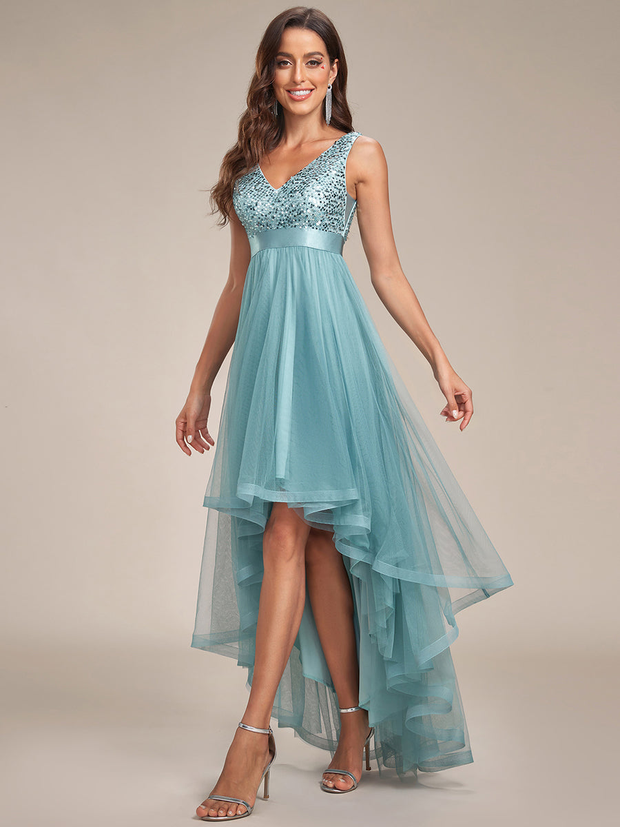 Color=Light teal | Sparkling Wholesale Evening Dresses with Asymmetrical Hem Deep V Neck-Light teal 15