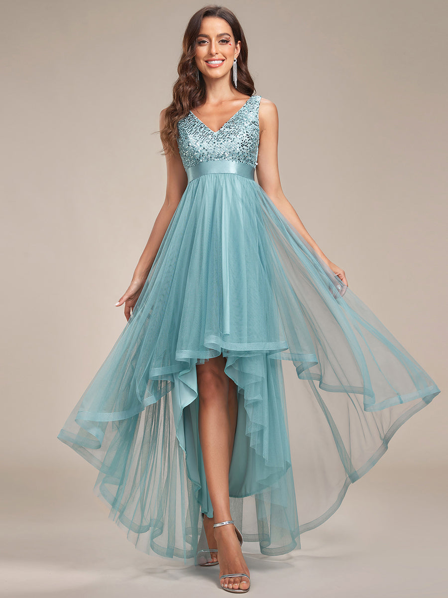 Color=Light teal | Sparkling Wholesale Evening Dresses with Asymmetrical Hem Deep V Neck-Light teal 11