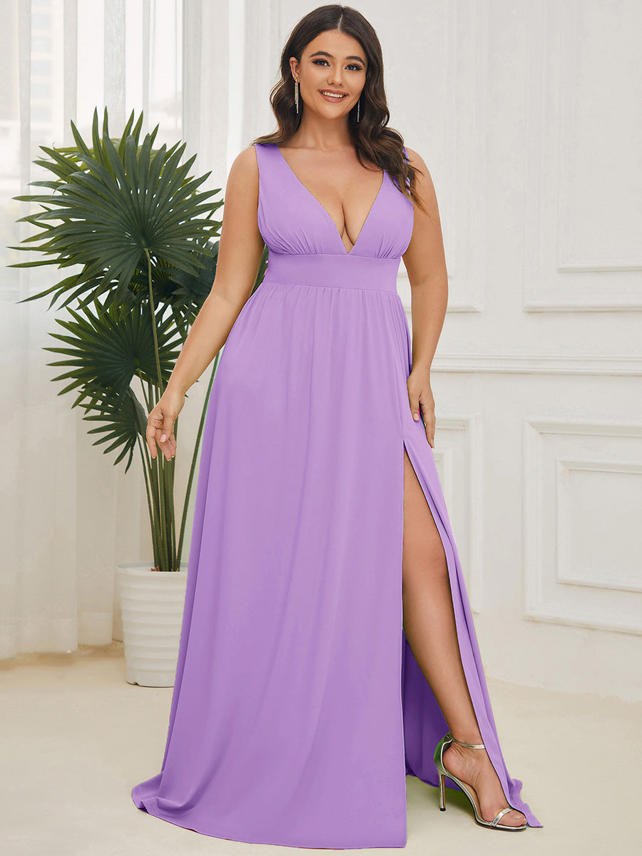 Color=Lavender | Factory Design Strapless High Stretch A-Line Floor Length V-Neck Evening Dresses-Lavender 19