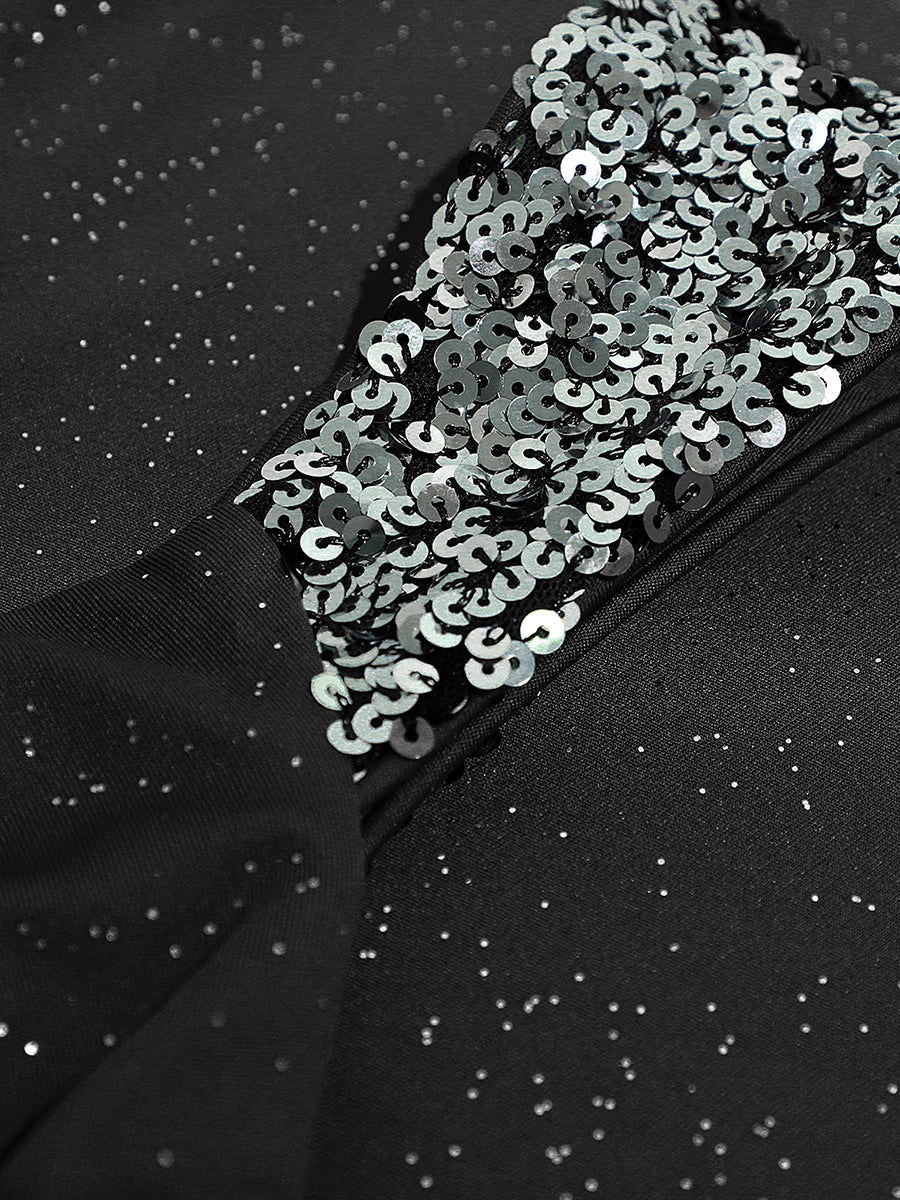 Color=Black | EE01892BK (EE01888BK image) | Glitter Split Wholesale Evening Dresses