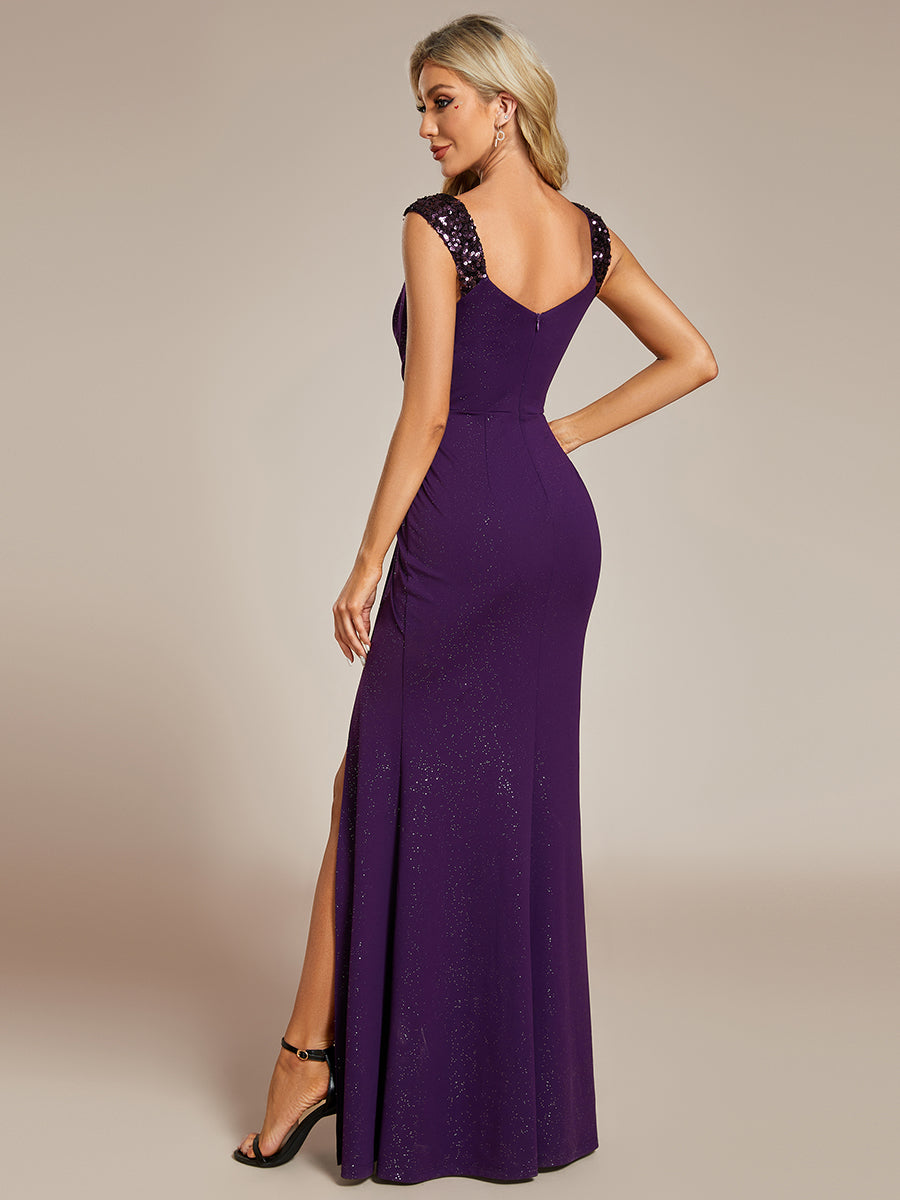 Color=Dark Purple | Glitter Split Wholesale Evening Dresses-Dark Purple 2
