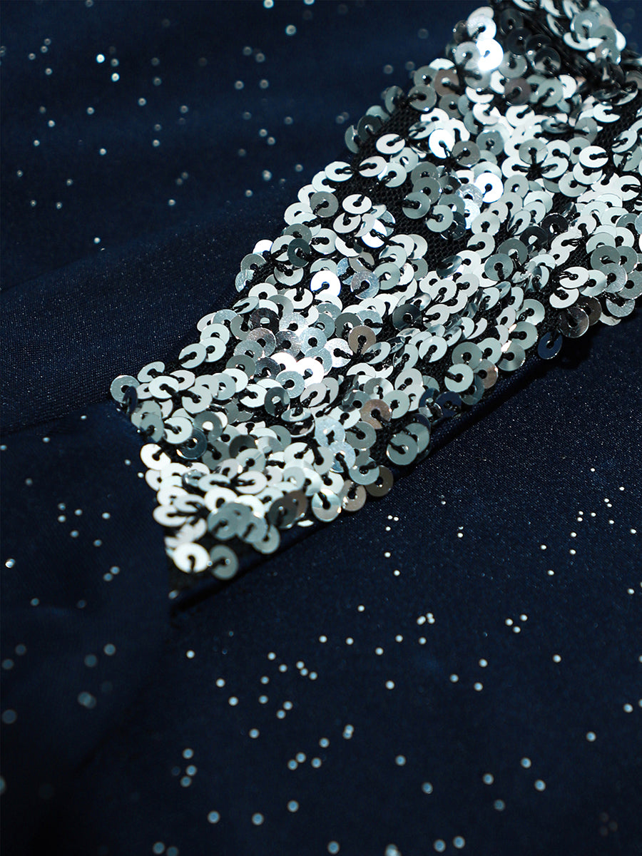 Color=Navy Blue | EE01892NB (EE01888NB image) | Glitter Split Wholesale Evening Dresses
