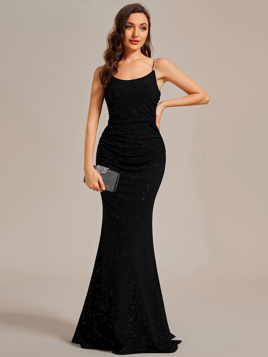 Custom Mermaid Spaghettie Straps Wholesale Evening Dresses#Color_Black