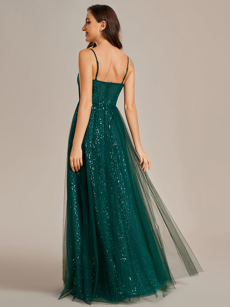 Color=Color | Exquisite Empire Waist Sequin Shiny A-Line Floor Length Sweetheart Neckline Spaghetti Straps Wholesale Evening Dress-Color 2