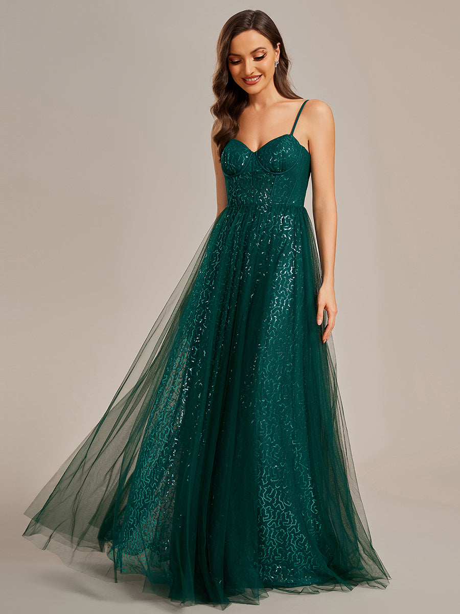 Color=Color | Exquisite Empire Waist Sequin Shiny A-Line Floor Length Sweetheart Neckline Spaghetti Straps Wholesale Evening Dress-Color 3