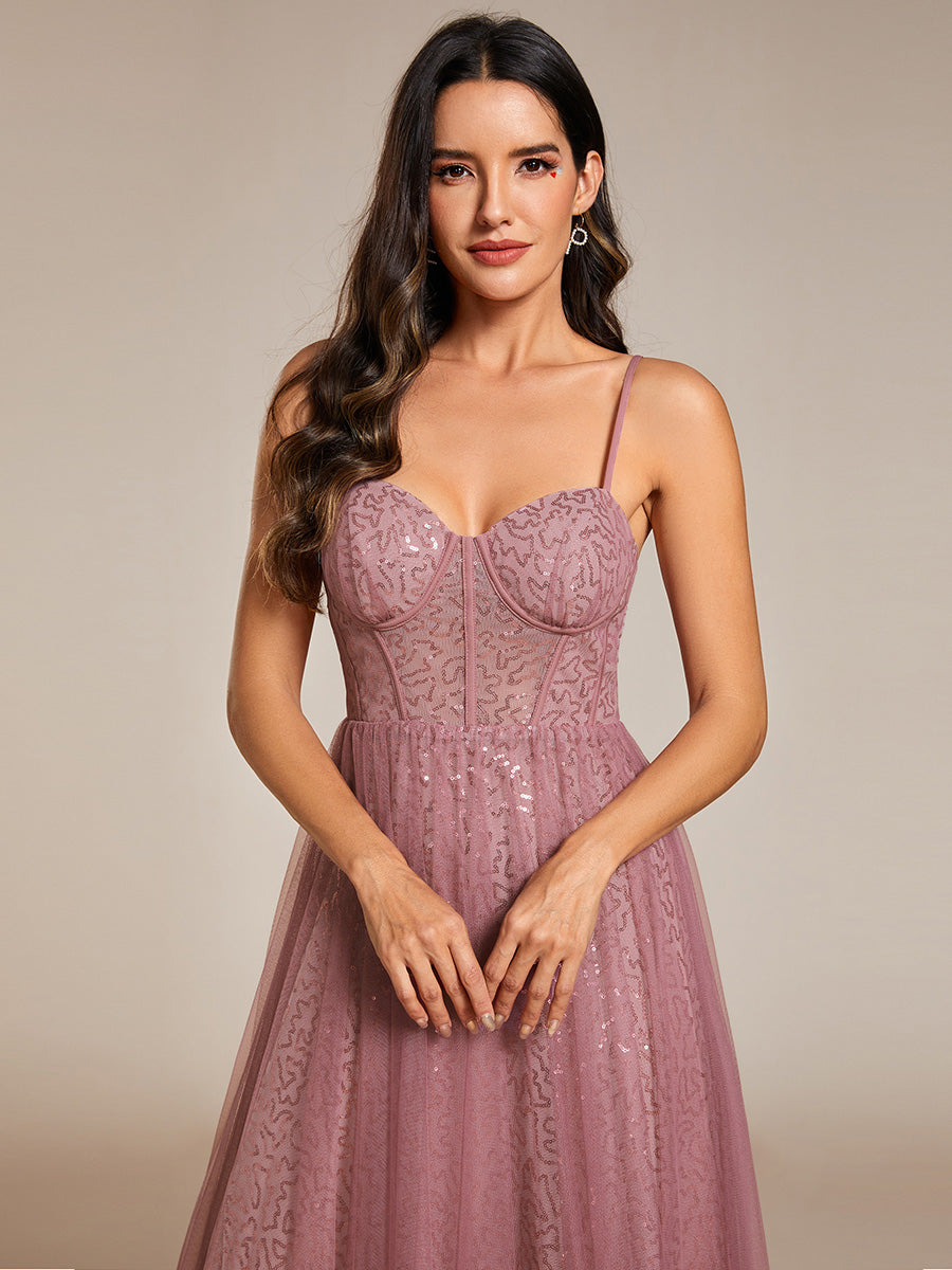 Color=Orchid | Exquisite Empire Waist Sequin Shiny A-Line Floor Length Sweetheart Neckline Spaghetti Straps Wholesale Evening Dress-Orchid 18