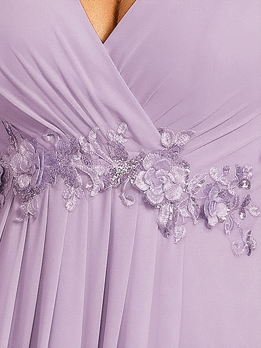Color=Frosted Lilac | Industrial Use Short Sleeve Ruffle A-Line Floor Length Non-Stretch Evening Dresses-Frosted Lilac 18