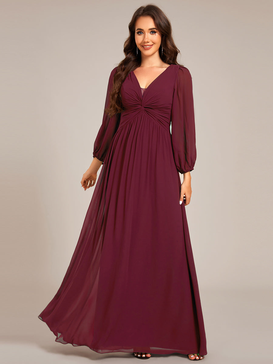 Graceful See-Through V Neck Padded Enough Pleated Decoration Chiffon E Graceful See-Through V Neck Padded Enough Pleated Decoration Chiffon E