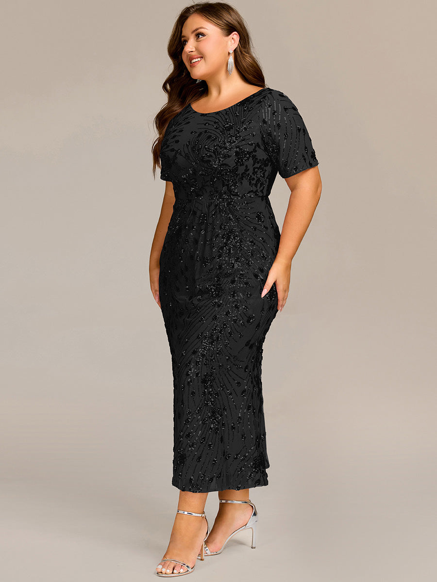 Color=Black | Bulk Order | Bodycon Fishtail Paillette Pleated Evening Gown-Black 9