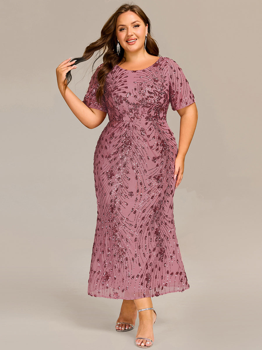 Color=Purple Orchid | Bulk Order | Bodycon Fishtail Paillette Pleated Evening Gown-Purple Orchid 3