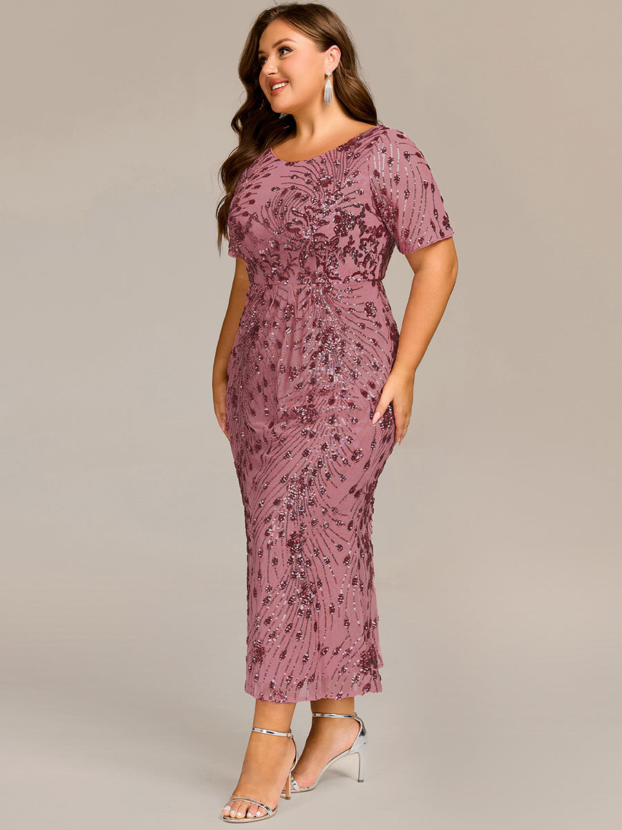 Color=Purple Orchid | Bulk Order | Bodycon Fishtail Paillette Pleated Evening Gown-Purple Orchid 4