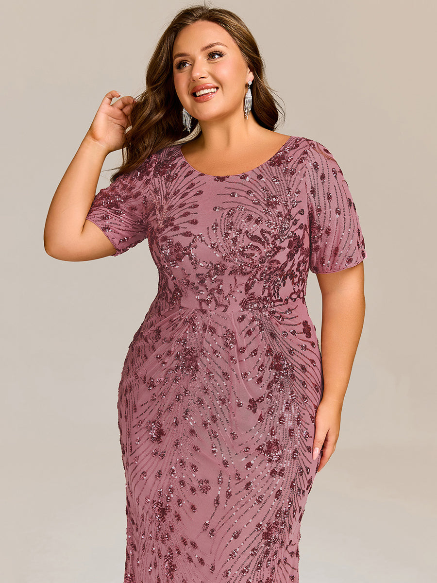 Color=Purple Orchid | Bulk Order | Bodycon Fishtail Paillette Pleated Evening Gown-Purple Orchid 5