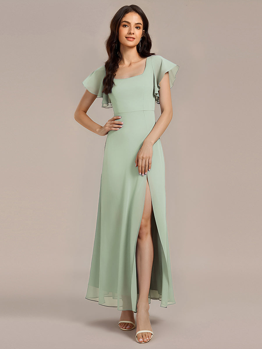 Color=Mint Green | Wholesale Pricing Short Sleeve Ruffle A-Line Backless Floor Length Formal Dresses-Mint Green 9