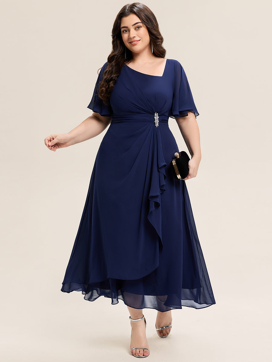 Color=Navy Blue | Bulk Order Short Sleeve Ruffle Asymmetrical A-Line Midi Evening Dresses-Navy Blue 30