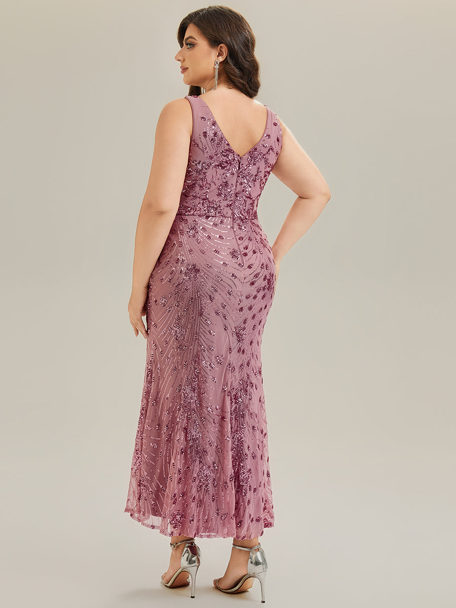 Color=Purple Orchid | Wholesale Strapless Deep V-Neck Fishtail Maxi Dress with High Stretch Evening Dresses-Purple Orchid 27