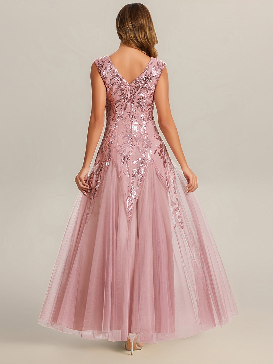 Color=Dusty Rose | Wholesale Pricing Strapless V-Neck A-Line Floor Length Embroidered Evening Dresses-Dusty Rose 2
