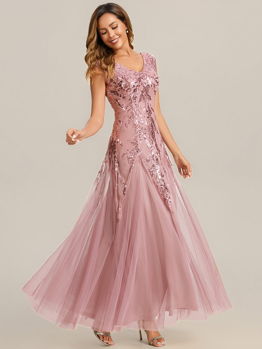 Color=Dusty Rose | Wholesale Pricing Strapless V-Neck A-Line Floor Length Embroidered Evening Dresses-Dusty Rose 3