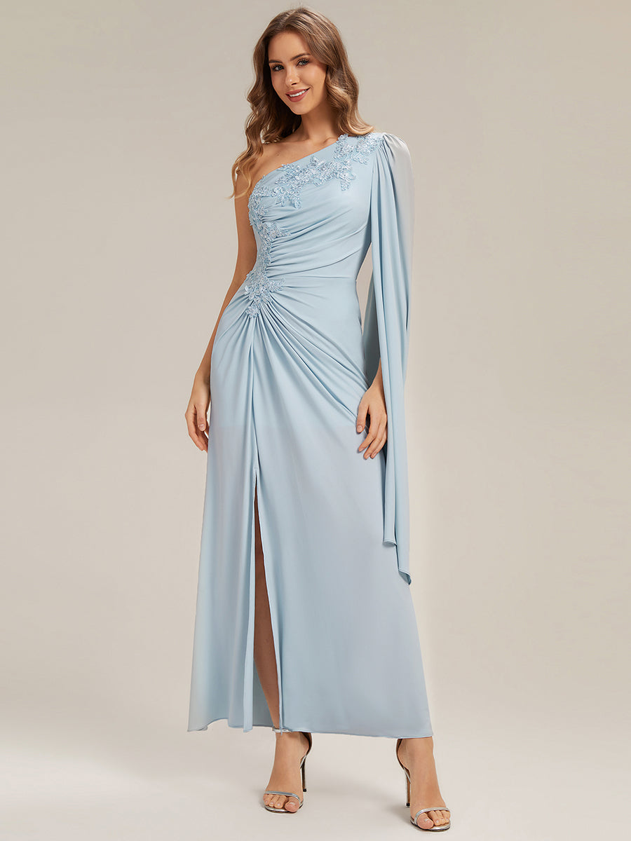 Volume Discounts Long Sleeve Cape Sheath High Stretch One-Shoulder Evening Dresses