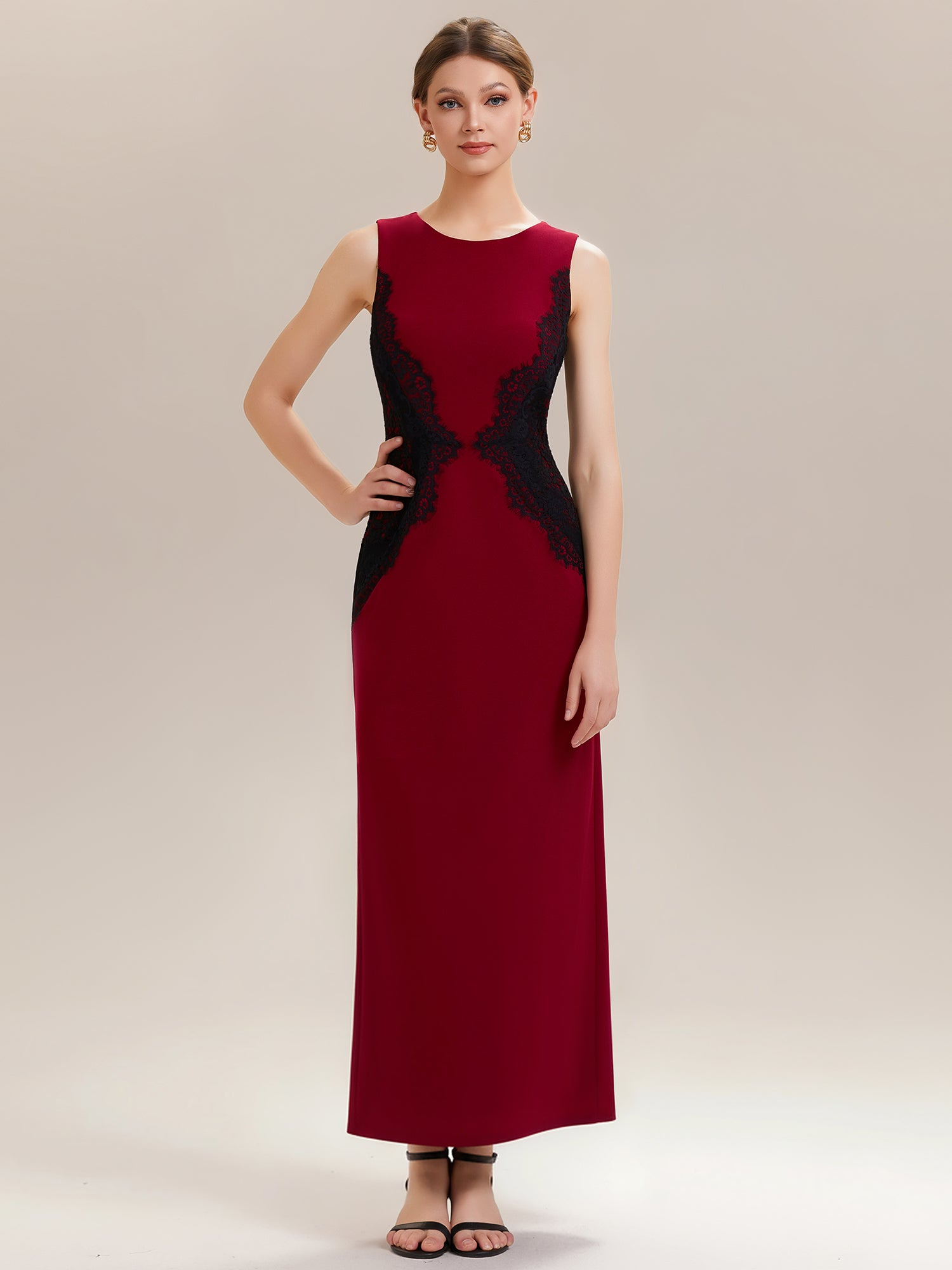 Color=Dark Red | One Stop Shop Strapless High Stretch Bodycon Maxi Dress with Cut-Out Detail Evening Dresses-Dark Red 1