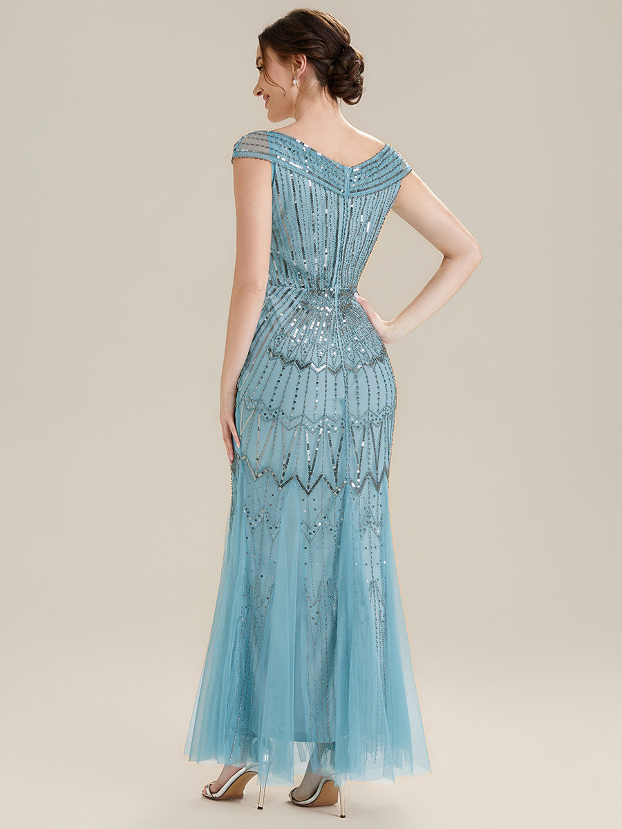 Color=Sky Blue | One Stop Shop Short Sleeves Off Shoulder Fishtail Embroidered Evening Dresses-Sky Blue 2