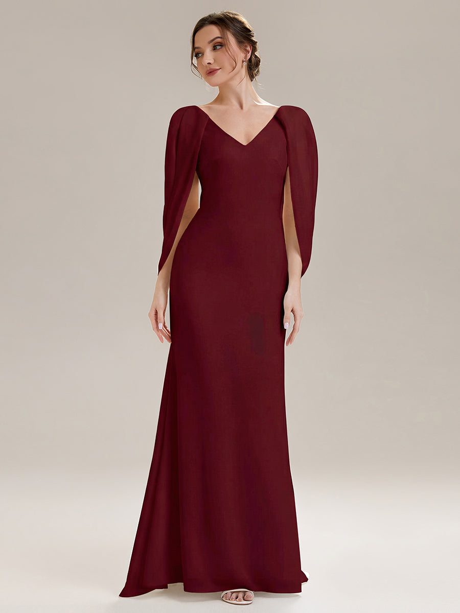 Color=Burgundy | Factory Design Strapless Deep V-Neck High Stretch Fishtail Evening Dresses-Burgundy 5