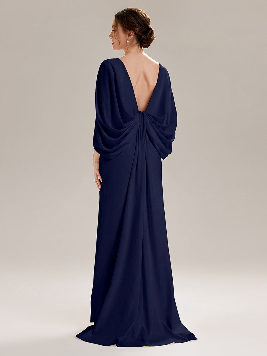 Color=Navy Blue | Factory Design Strapless Deep V-Neck High Stretch Fishtail Evening Dresses-Navy Blue 7