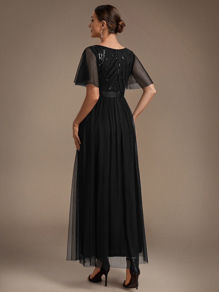 Wholesale Pricing Plus Size Ruffle Sleeve Tulle Sequin A-Line Round Neck Evening Dresses - EE02786BK-R2.jpg