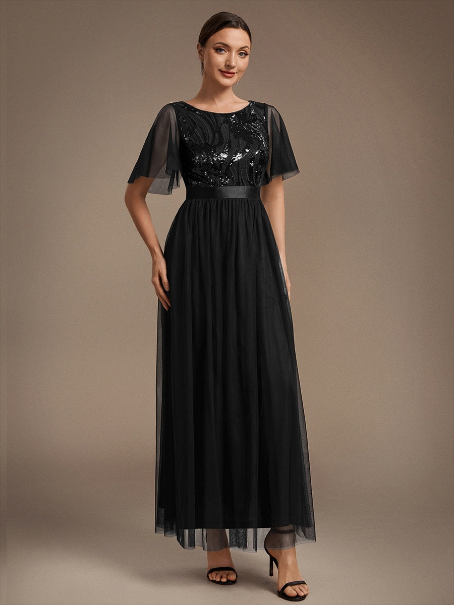 Wholesale Pricing Plus Size Ruffle Sleeve Tulle Sequin A-Line Round Neck Evening Dresses - EE02786BK-R3.jpg