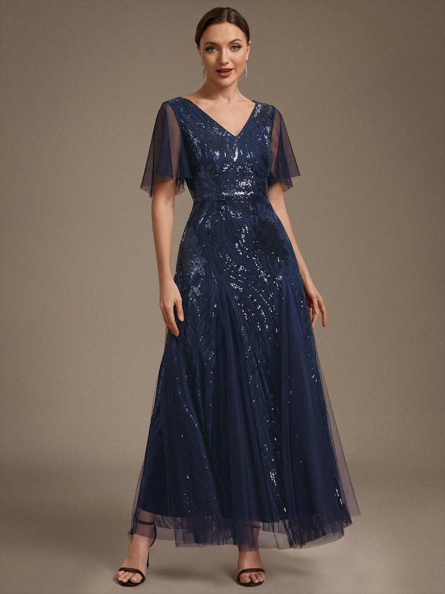 Industrial Use Plus Size Short Ruffle Sleeve Sequin A-Line V-Neck Maxi Evening Dresses - EE02787NB-R4.jpg