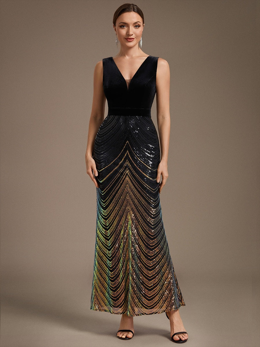 Fast Delivery Plus Size Sleeveless V-Neck Ombre Sequin Mermaid Maxi Evening Dresses - EE02788KG-R.jpg