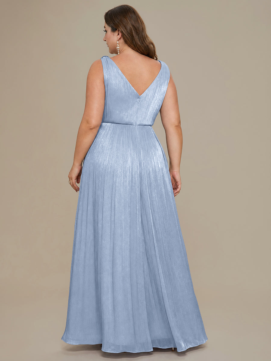 Color=Dusty Blue | Wholesale Strapless V-Neck Gathered A-Line Floor Length Evening Dresses-Dusty Blue 27