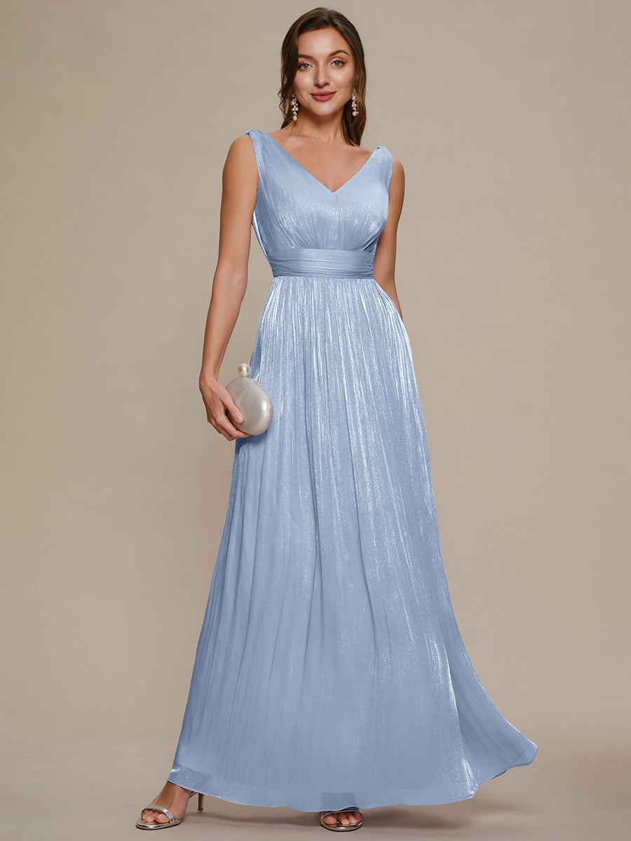 Color=Dusty Blue | Wholesale Strapless V-Neck Gathered A-Line Floor Length Evening Dresses-Dusty Blue 21