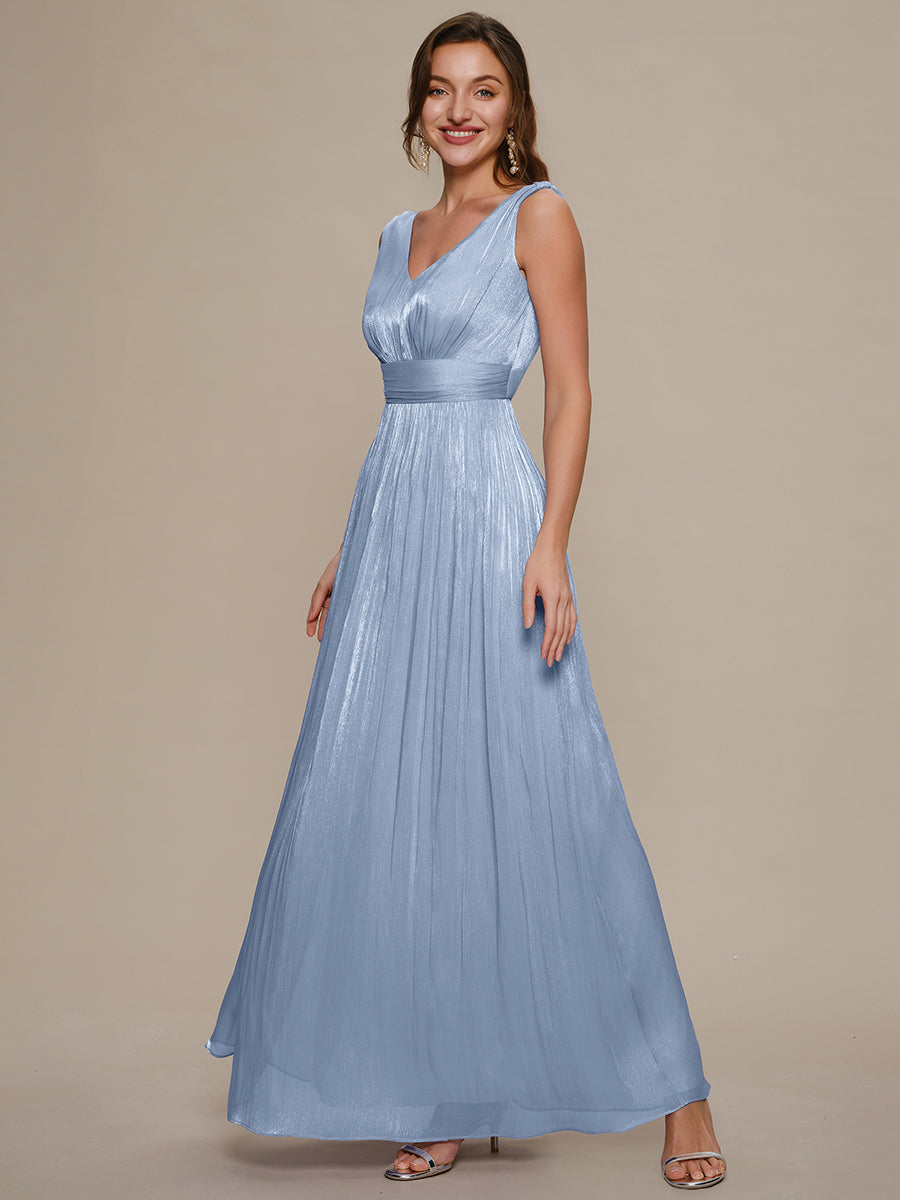 Color=Dusty Blue | Wholesale Strapless V-Neck Gathered A-Line Floor Length Evening Dresses-Dusty Blue 24